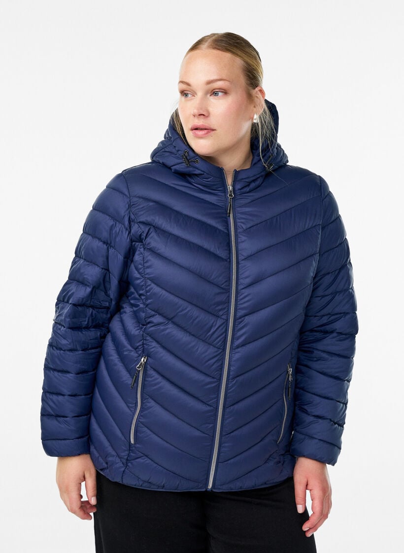 Lettvektsjakke med hette, Blå, Model image number 0