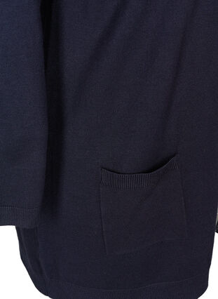 Zizzi Lang strikkecardigan i viskoseblanding, Blå, Packshot image number 3