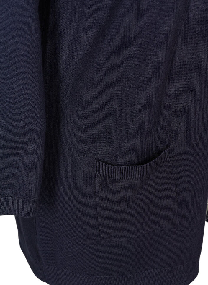 Lang strikkecardigan i viskoseblanding, Blå, Packshot image number 3