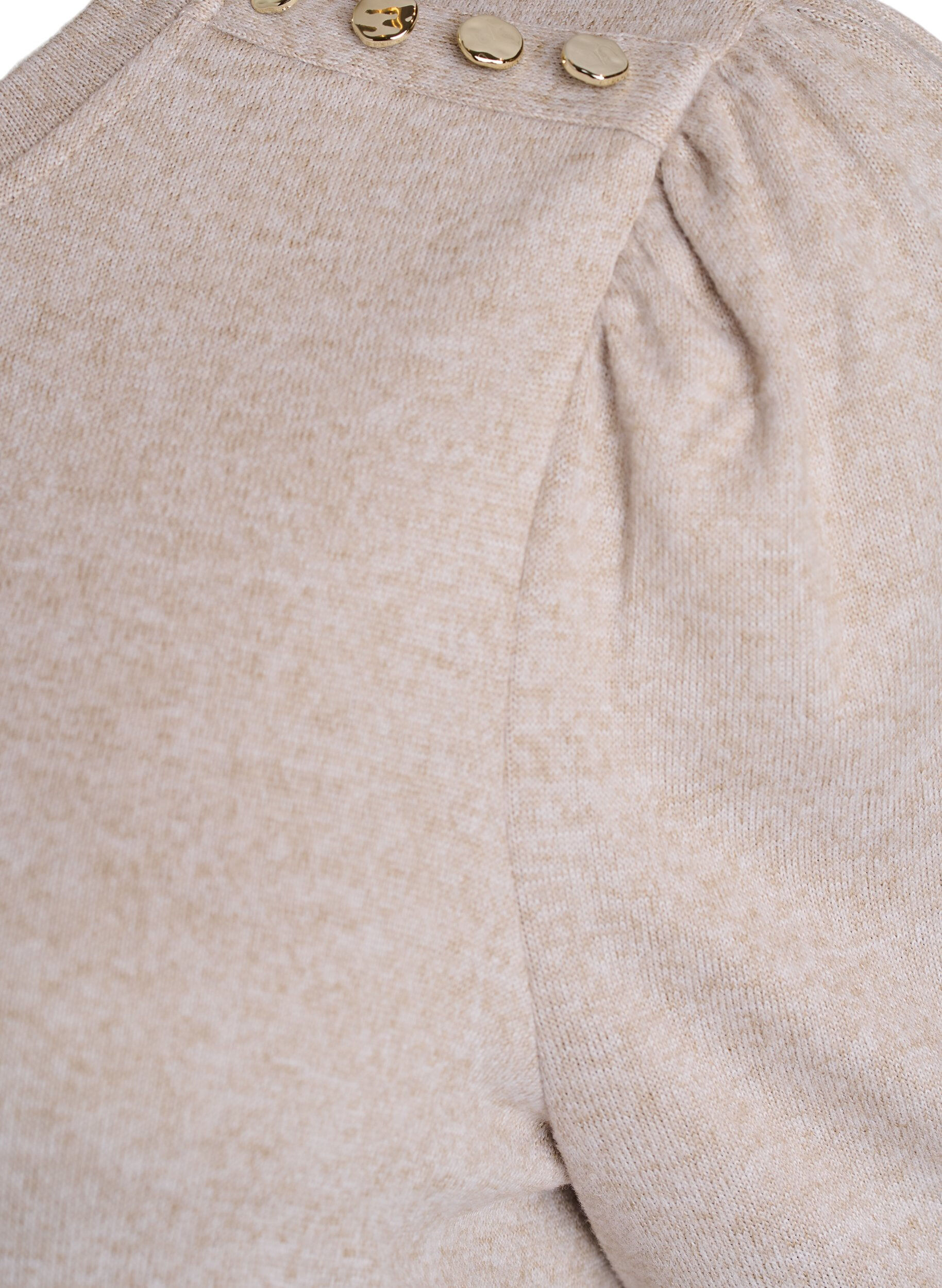 ZizziBluse med knappedetaljer og korte puffermer, Beige, Packshot image number 3