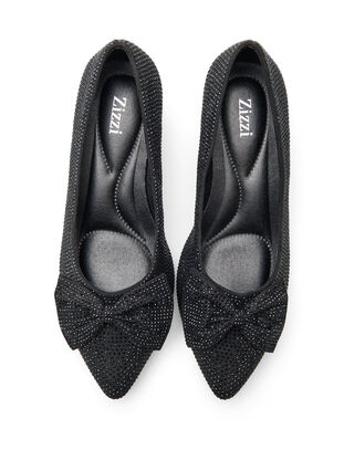 Zizzi Wide fit - Pumps med sløyfe og rhinesteiner, Svart, Packshot image number 2