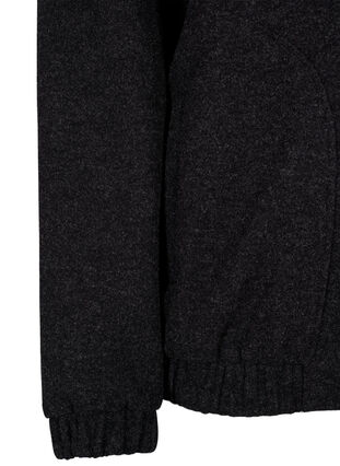 Zizzi Bomberjakke i ullook med lommer, Dark Grey Melange, Packshot image number 3
