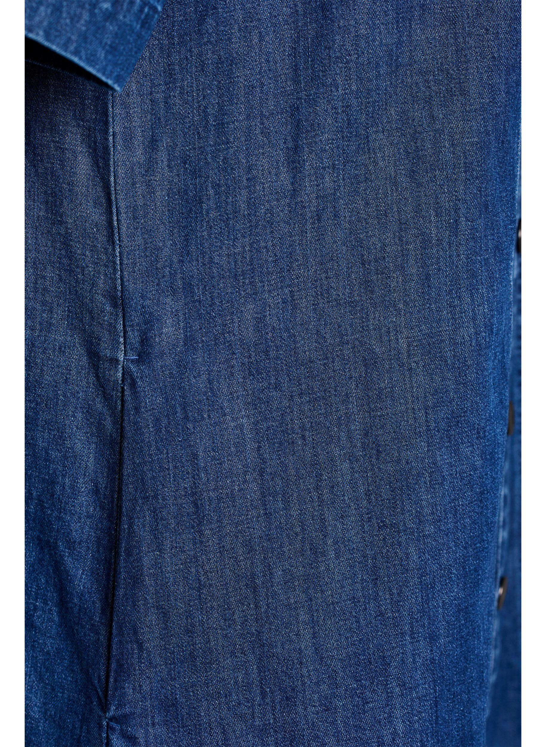 ZizziMidi-lang denim skjortekjole, Bl&aring;, Packshot image number 3