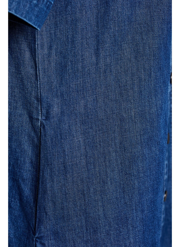 Midi-lang denim skjortekjole, Bl&aring;, Packshot image number 3