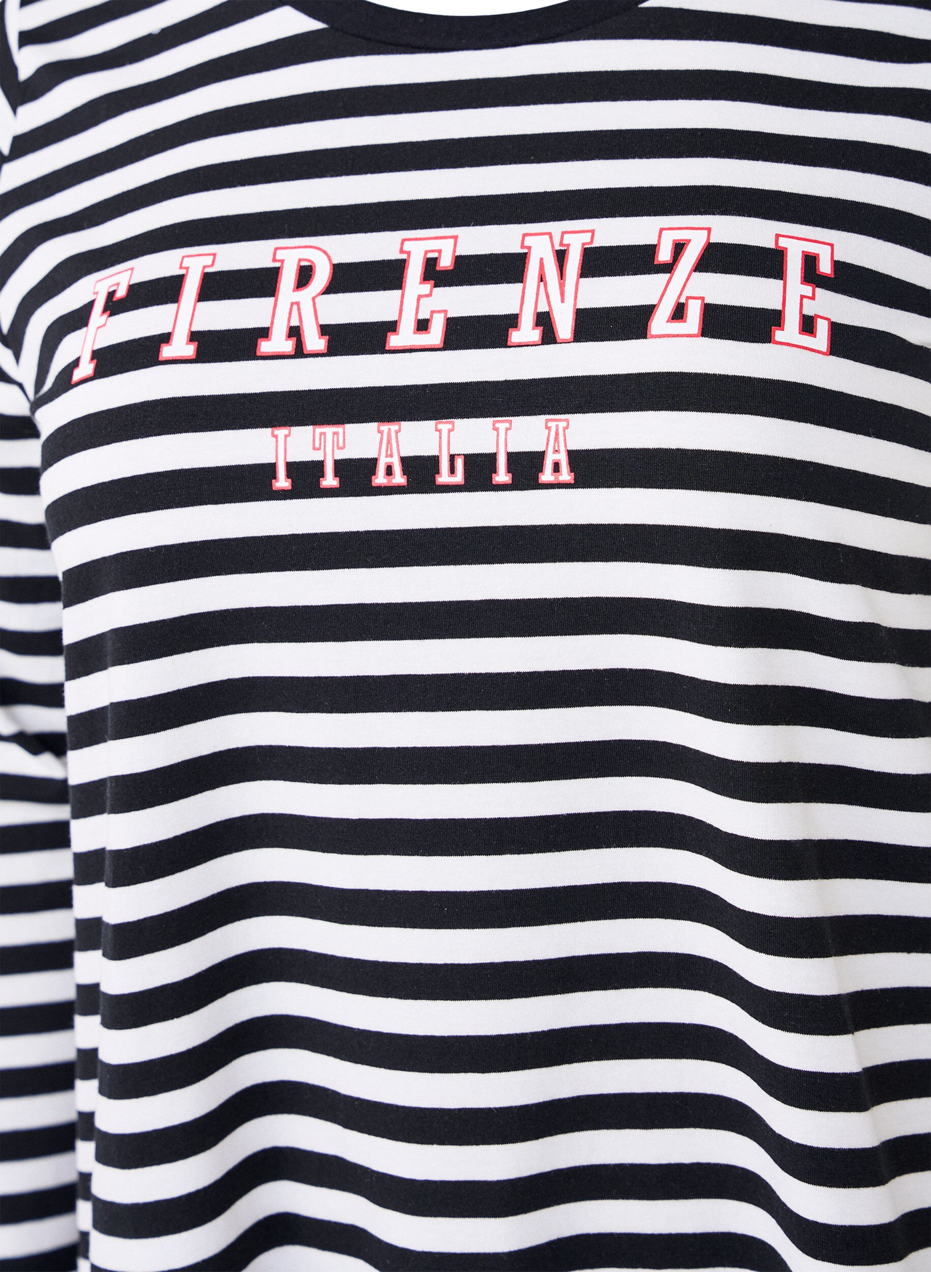 Zizzi Stripete bluse med motiv, White w.Black Stripe, Packshot image number 2