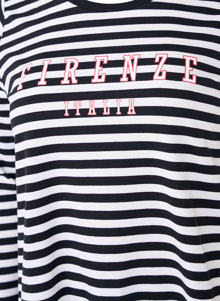 Stripete bluse med motiv, White w.Black Stripe, Packshot image number 2