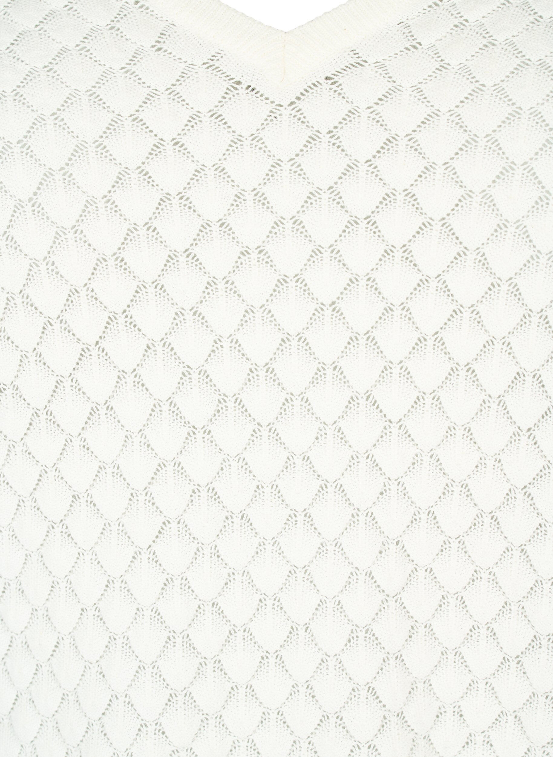 Zizzi Strukturm&oslash;nstret genser i &oslash;kologisk bomull	, Cloud Dancer, Packshot image number 2