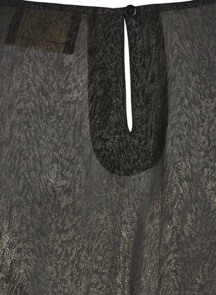 Bluse med puffermer og smock, Black w. Gold, Packshot image number 3