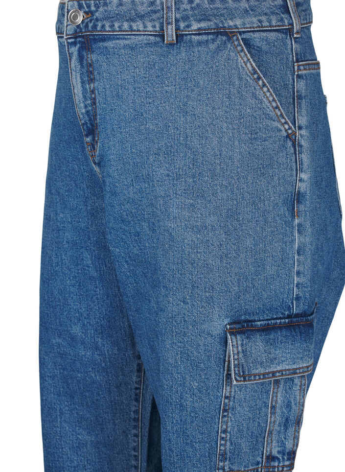 Cargo-jeans med høy midje, Blue Denim, Packshot image number 2
