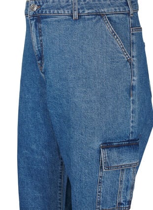 Zizzi Cargo-jeans med høy midje, Blue Denim, Packshot image number 2