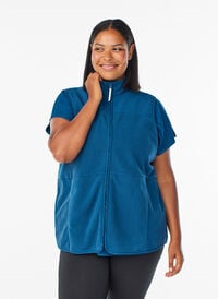 Fleecevest med høy krage og lommer, Blå Fleecevest med høy krage og lommer, Blå, Model