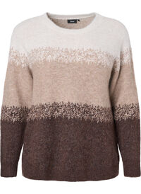 Strikket bluse med brede striper