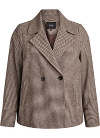 Kort blazer med dobbeltradede knapper, Brun Kort blazer med dobbeltradede knapper