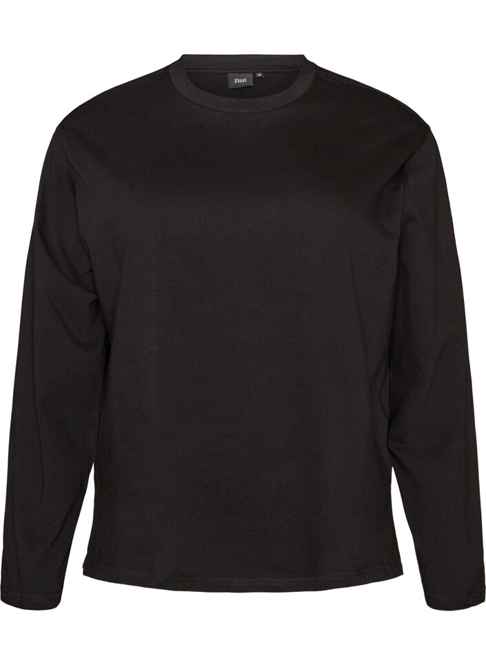Basis T-skjorte med lange ermer, Svart, Packshot image number 0