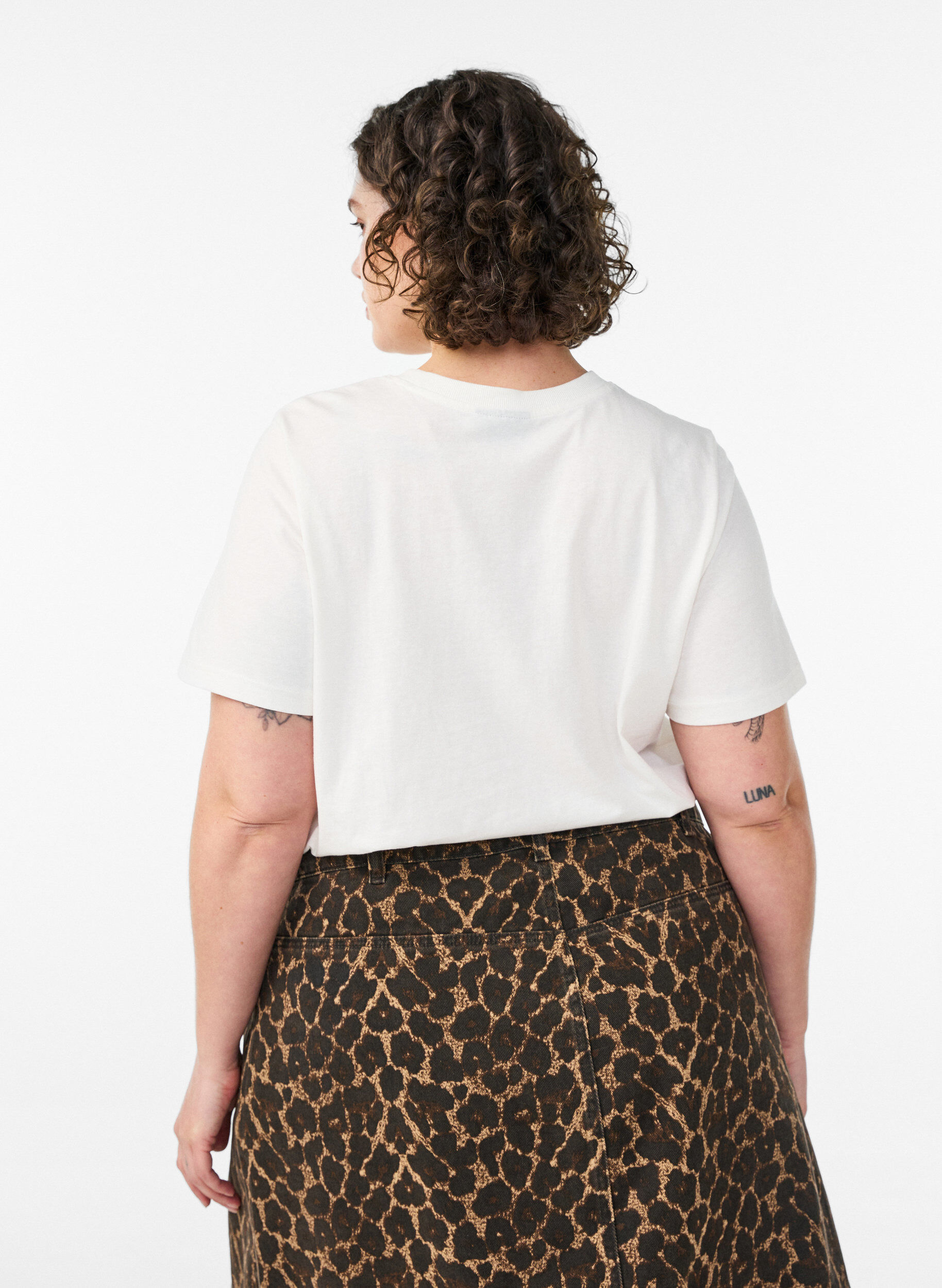 ZizziBomulls-T-skjorte med trykk, Hvit, Model image number 2