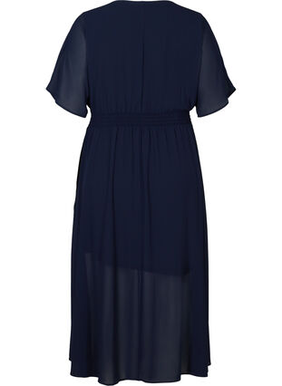 Lang kjole med smock og korte ermer, Night Sky, Packshot image number 1