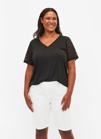 Tettsittende shorts med baklommer, White Tettsittende shorts med baklommer, White, Model