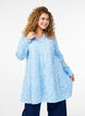 Kjole med broderte blomster og lange ermer, Blå, Model image number 0