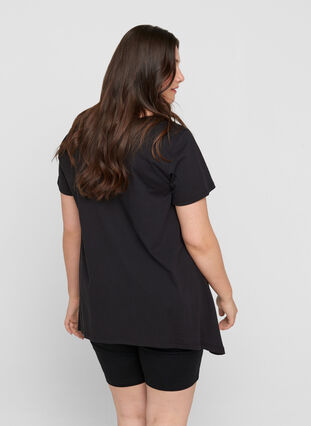 Kortermet T-skjorte i bomull med A-form, Black STAR, Model image number 1