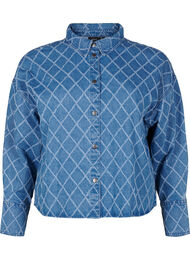 Denimskjorte med destroy-mønster, Blue Denim