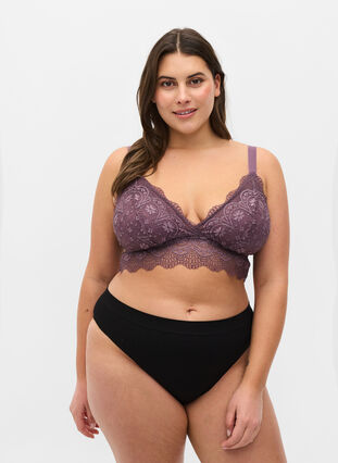 Zizzi Tai truse med normal høyde i livet, 2 stk., Black, Model image number 0