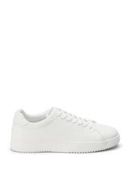 Wide fit sneakers i skinn, White