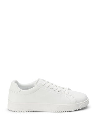 Wide fit sneakers i skinn, White, Packshot image number 0