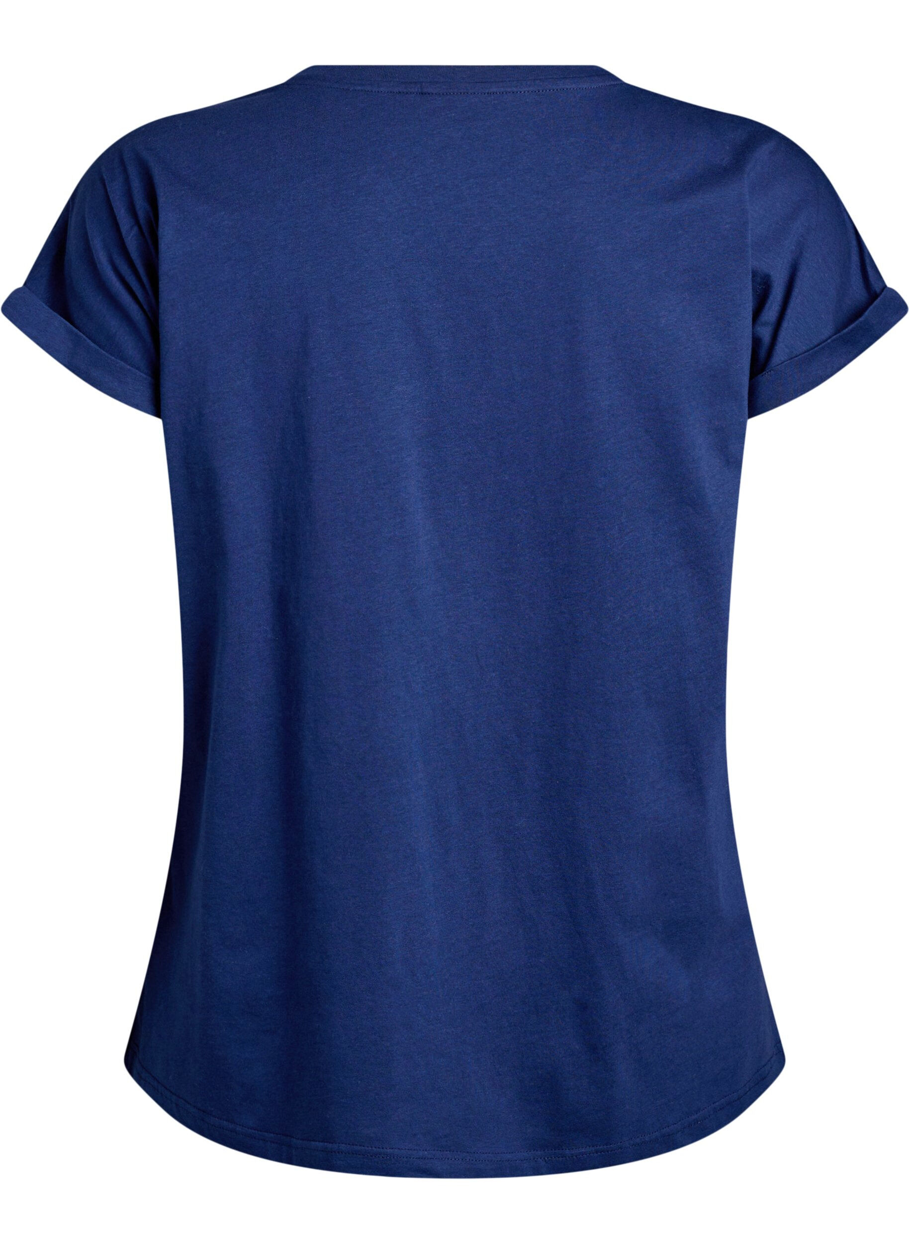 Zizzi T-skjorte med blomstertrykk i gull, Naval A. Gold Rose, Packshot image number 1