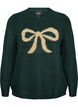 Strikkebluse med glittersl&oslash;yfe, Gr&oslash;nn, Packshot image number 0
