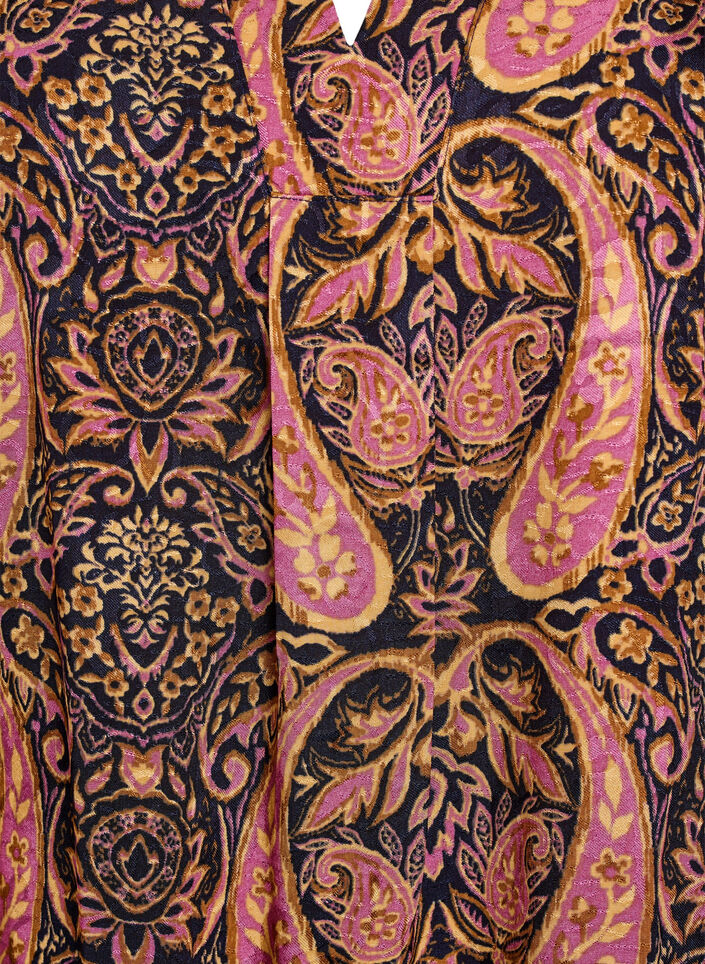 Bluse med paisleymønster og 3/4 ermer, Blå, Packshot image number 2