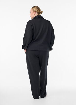 Zizzi Løstsittende bukser i modalblanding, Svart, Model image number 1