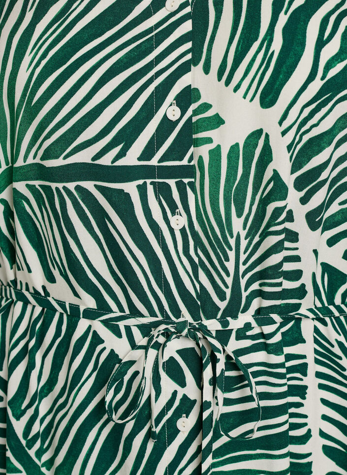 Midikjole med trykk og knytebelte, Gr&oslash;nn, Packshot image number 2