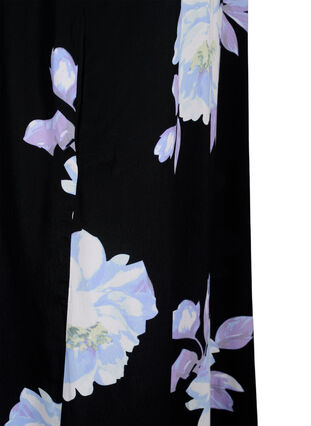 Blomstret kjole med korte ermer i viskose, Black Big Flower AOP, Packshot image number 3