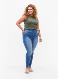 Jeggings med baklommer, Blue denim, Model