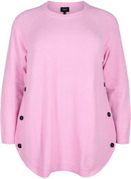 Melert strikkegenser med knappedetaljer, Lilac Sachet Mel.