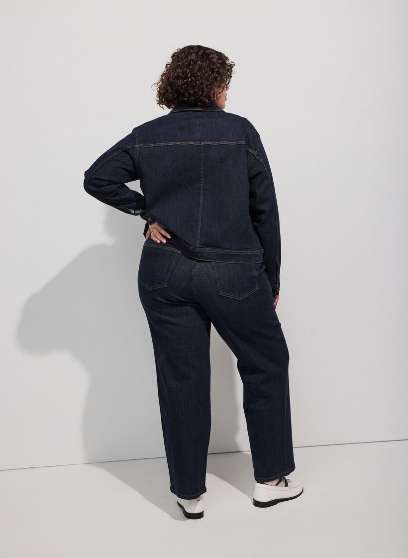 Straight fit Kiana jeans med h&oslash;y midje, Bl&aring;, Model image number 2