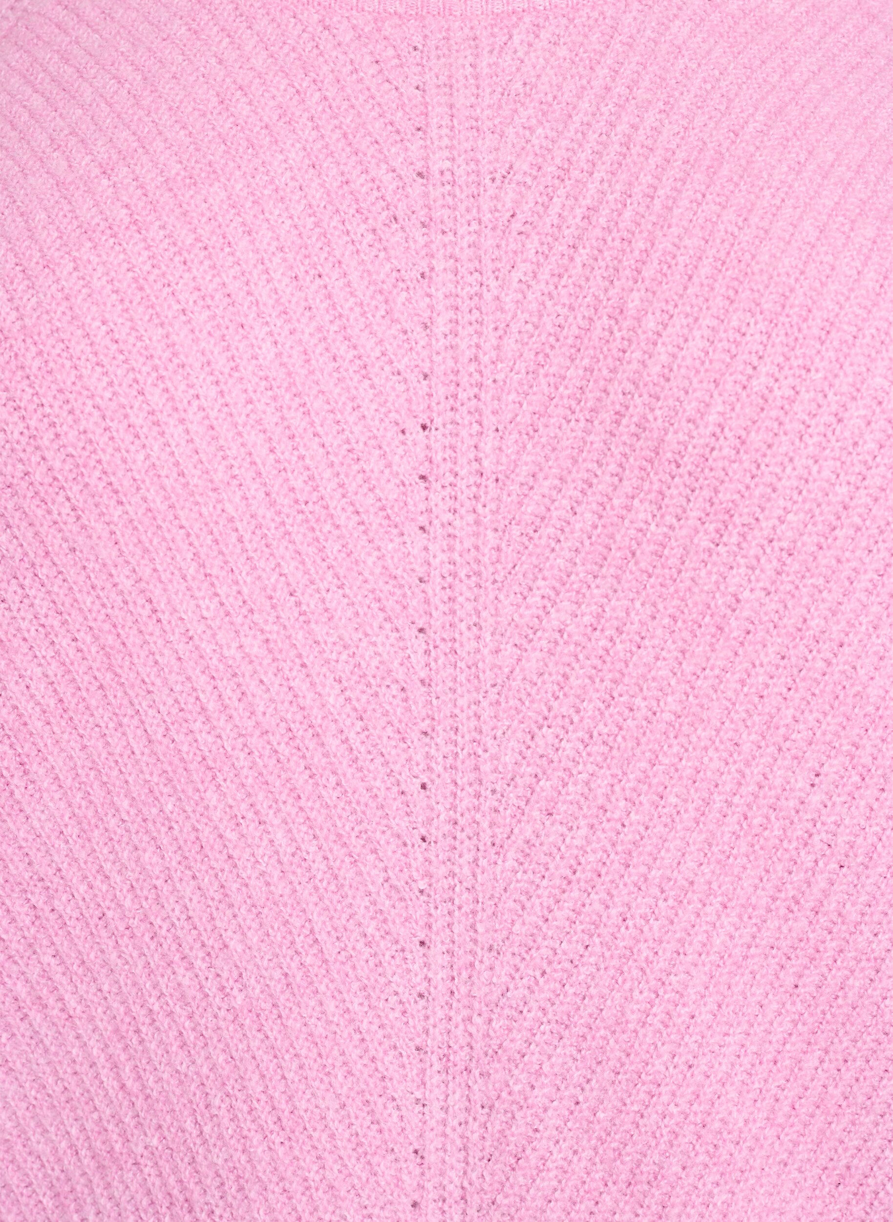 ZizziStrikkegenser med diagonalt m&oslash;nster og raglanermer, Rosa, Packshot image number 2