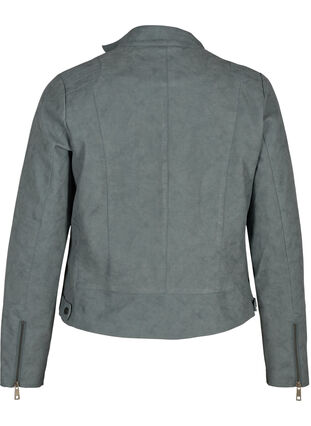 Kort jakke i imitert semsket skinn, Dark Slate, Packshot image number 1