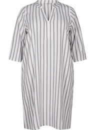Stripete tunikakjole i lin- og viskosemiks, White Stripe