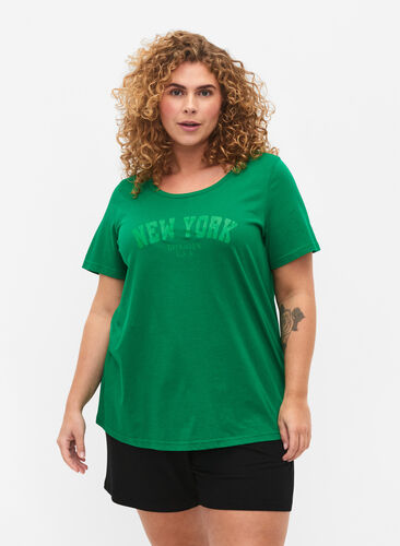 T-skjorte i bomull med tekst, Jolly Green W. New, Model image number 0
