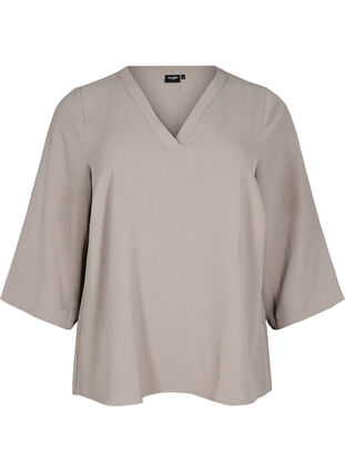 Zizzi FLASH - Bluse med 3/4 ermer, Beige, Packshot image number 0