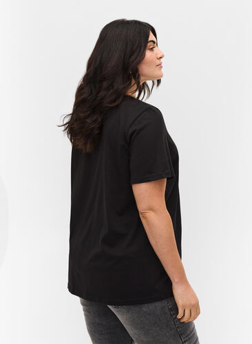 Kortermet T-skjorte i bomull med trykk, Black Embrace, Model image number 1