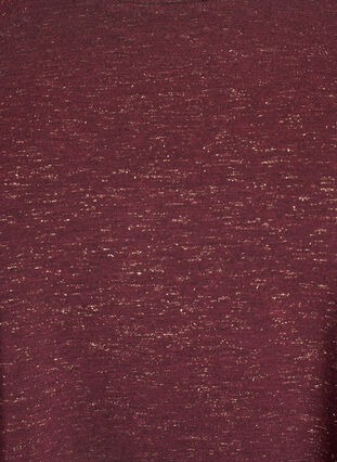 Zizzi T-skjorte med glitter og korte puffermet, Mørk Bordeaux, Packshot image number 2