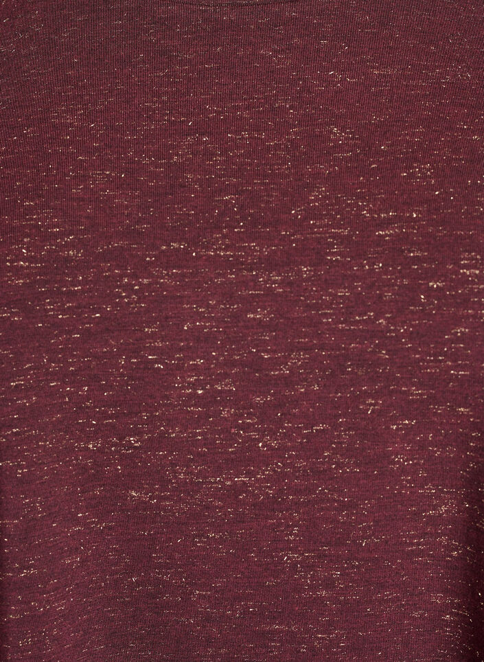 T-skjorte med glitter og korte puffermet, Mørk Bordeaux, Packshot image number 2