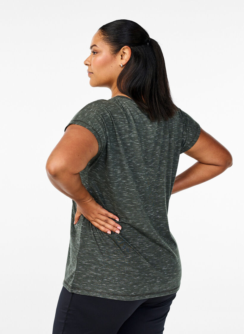 Løs trenings-T-skjorte med korte ermer, Grønn, Model image number 2