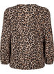 Bluse med lange ermer og leopardmønster, Brun, Packshot image number 1