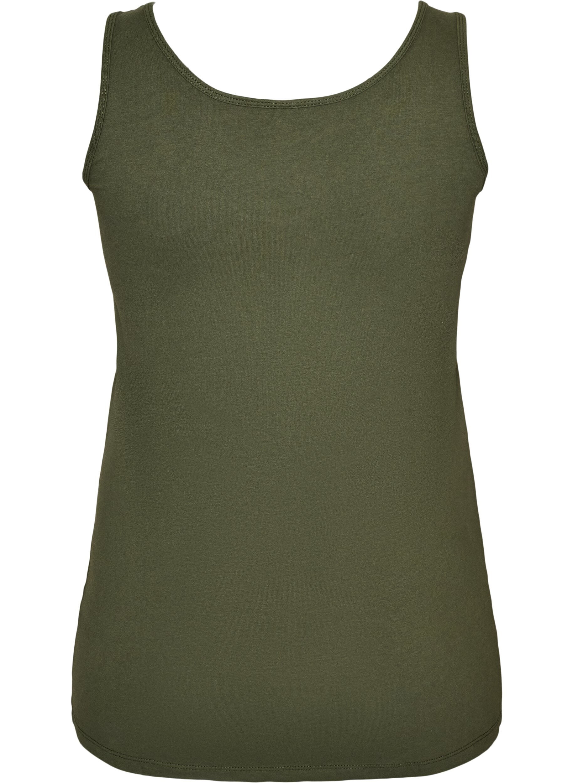 ZizziEnsfarget basic topp i bomull, Gr&oslash;nn, Packshot image number 1