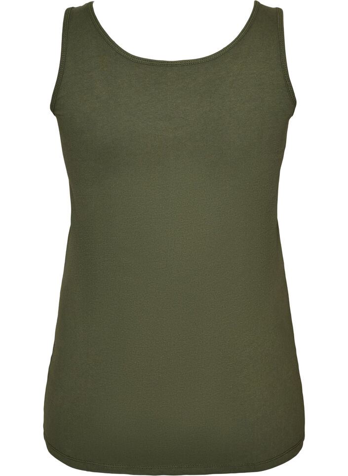Ensfarget basic topp i bomull, Gr&oslash;nn, Packshot image number 1