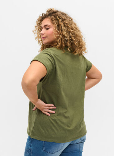 T-skjorte med trykk i økologisk bomull, Four Leaf CloverText, Model image number 1