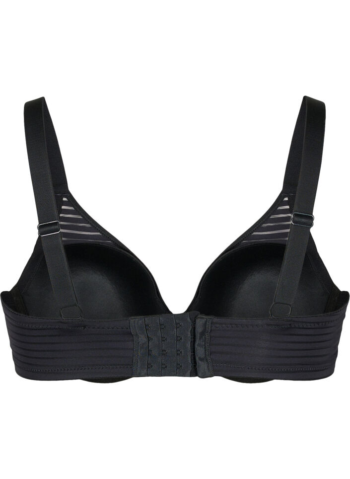 Formstøpt BH med stripete netting, Black, Packshot image number 1